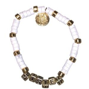 Sister Bracelet Gold‎ Charm White Beaded Bracelet Stacking Jewelry Gift